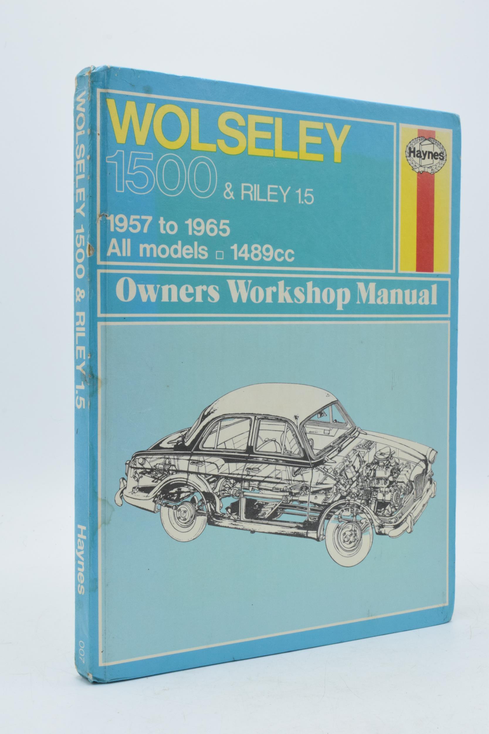 Haynes No. 007 Wolseley 1500 & Riley 1.5 1937-1965. Title page marked, foxed, top right corner