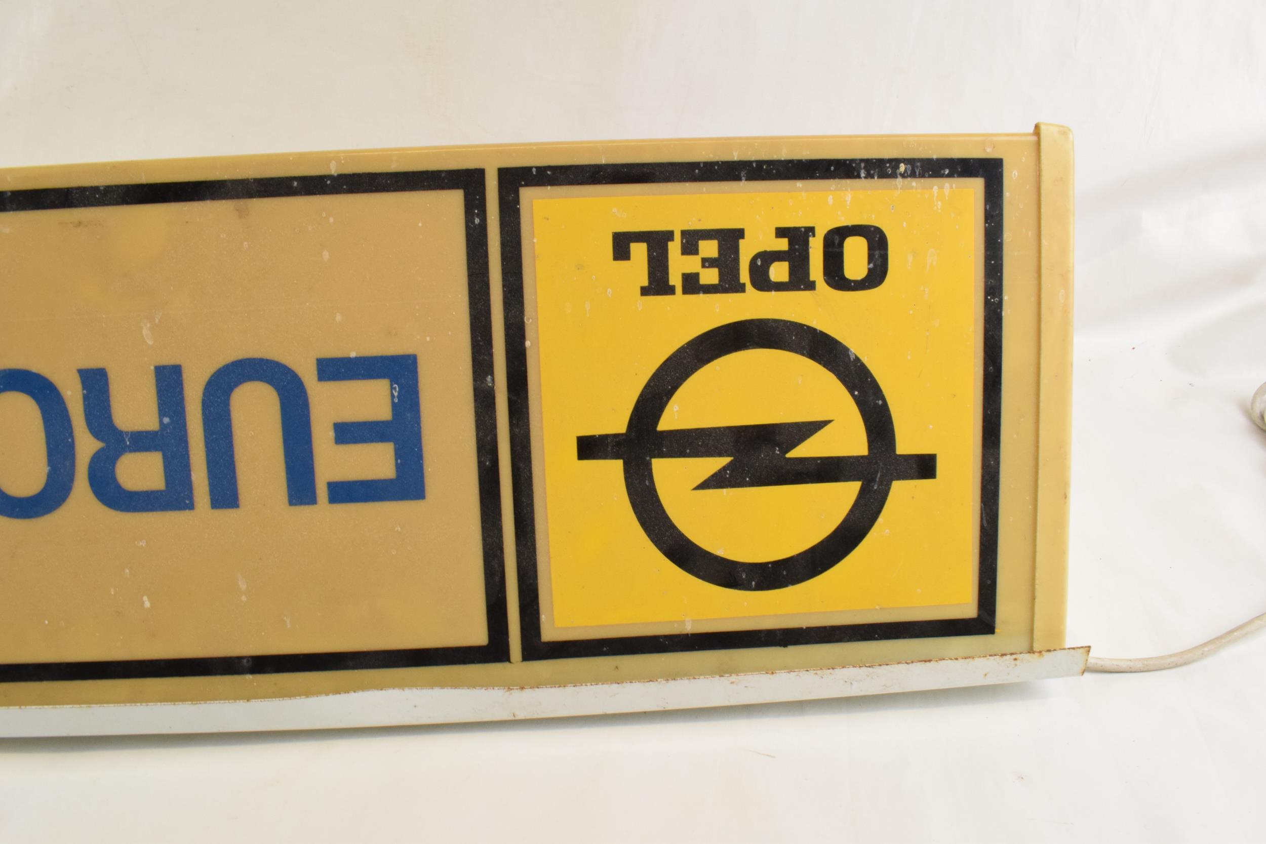 An original vintage double-sided Opel EUROSERVICE GM General Motors Lightbox salvaged from a car - Image 3 of 6