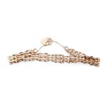 9ct gold link bracelet, 3.6 grams, with safety chain.