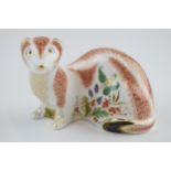 Royal Crown Derby paperweight in the form of a Stoat, first quality with gold stopper. In good