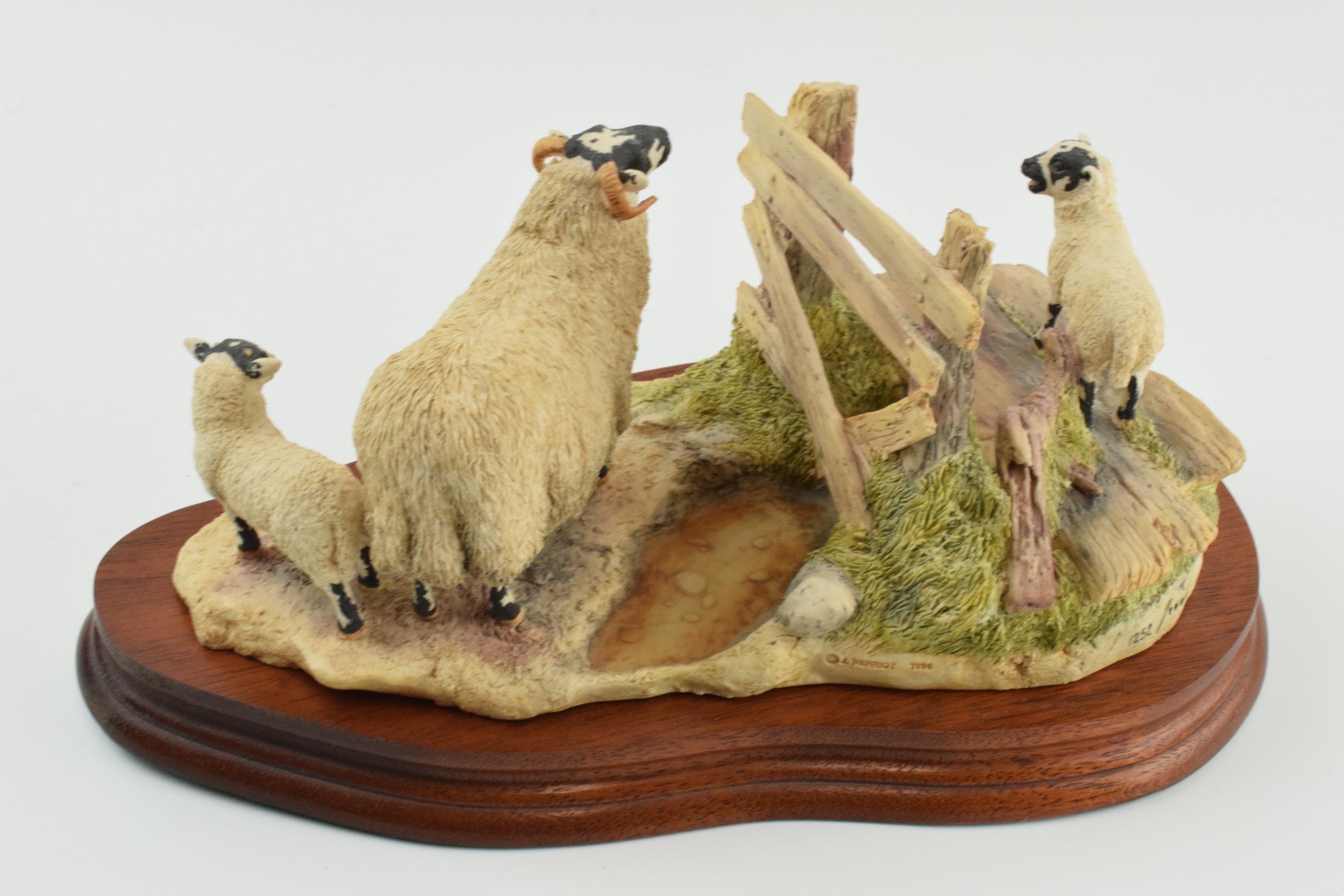 Border Fine Arts 'Wrong Side of the Fence' (Ewe and lambs), by Anne Wall, limited edition 1252/1500, - Image 4 of 5