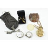 A silver 0.935 ladies pocket watch with a 0.800 example adjusted to a wristwatch, both untested,