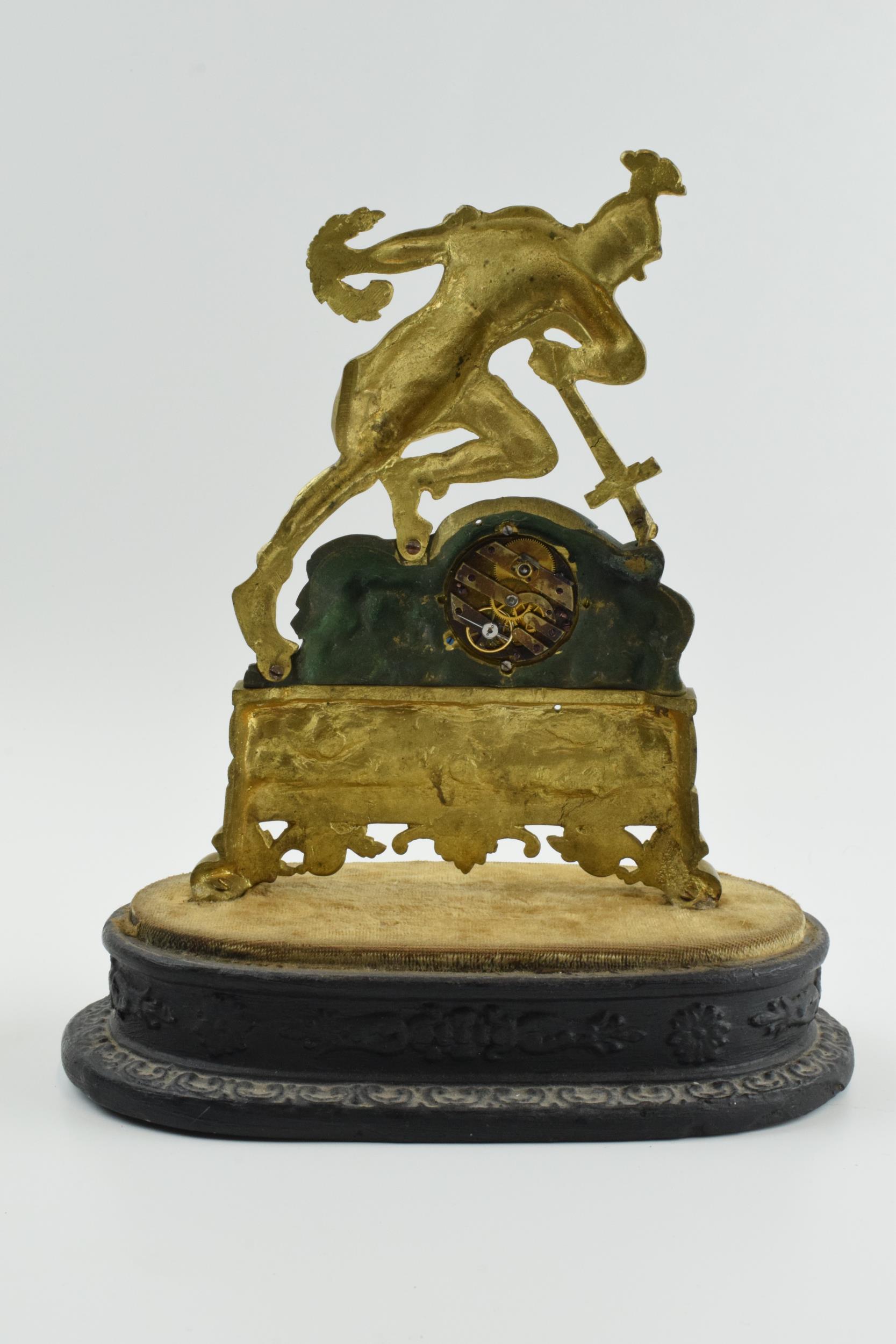 19th century continental gilt metal mantle clock of a soldier falling onto his own sword, on - Image 8 of 9