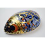 Royal Crown Derby paperweight in the form of a Computer Mouse Ladybird, first quality with gold