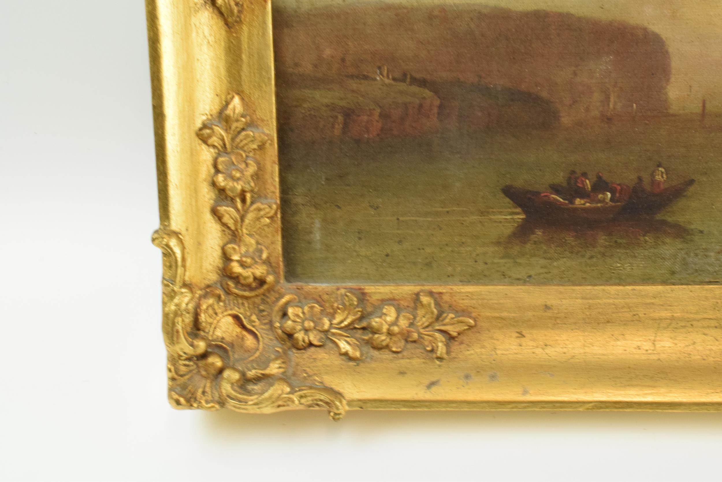 Late 18th / 19th century continental oil on canvas attached to panel of a harbour scene, in period - Image 8 of 11