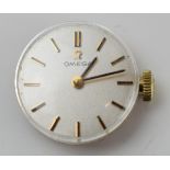 Omega ladies watch dial and movement, sold as spares.