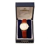 18ct gold Tissot Seastar, automatic movement, on leather strap, 36mm, working order, serviced in