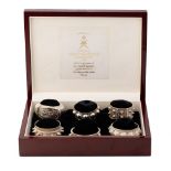 Jawahir Oman: a set of 6 sterling silver napkin rings in the form of Omani bangles, in