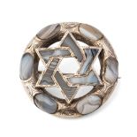 Victorian silver and Scottish agate brooch with the Star of David, 48mm wide, unmarked.