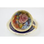 Aynsley cup and saucer, signed J A Bailey, in a Pink Rose / Cabbage Rose design (2). In good