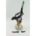 20th century Dresden pottery figure of a Magpie, inspired by 18th century Meissen figures, with