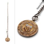 Hallmarked silver Albert pocket watch chain with T-bar and fob, 28.3 grams, 32cm long.