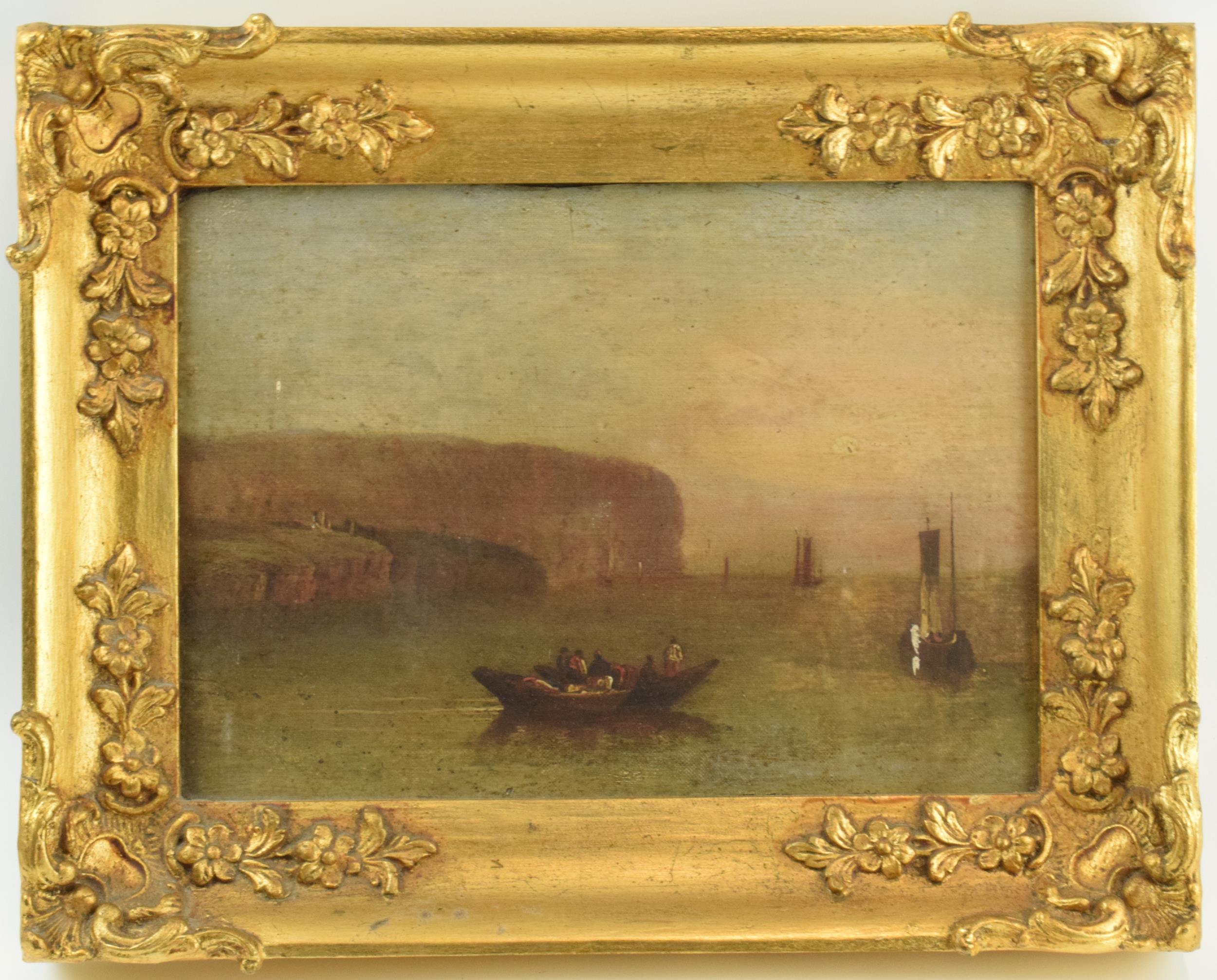 Late 18th / 19th century continental oil on canvas attached to panel of a harbour scene, in period