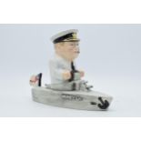 Bairstow Manor Collectables comical model of Winston Churchill in a boat, 18cm tall. In good