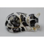 Royal Crown Derby paperweight in the form of Misty the Kitten, first quality with gold stopper. In