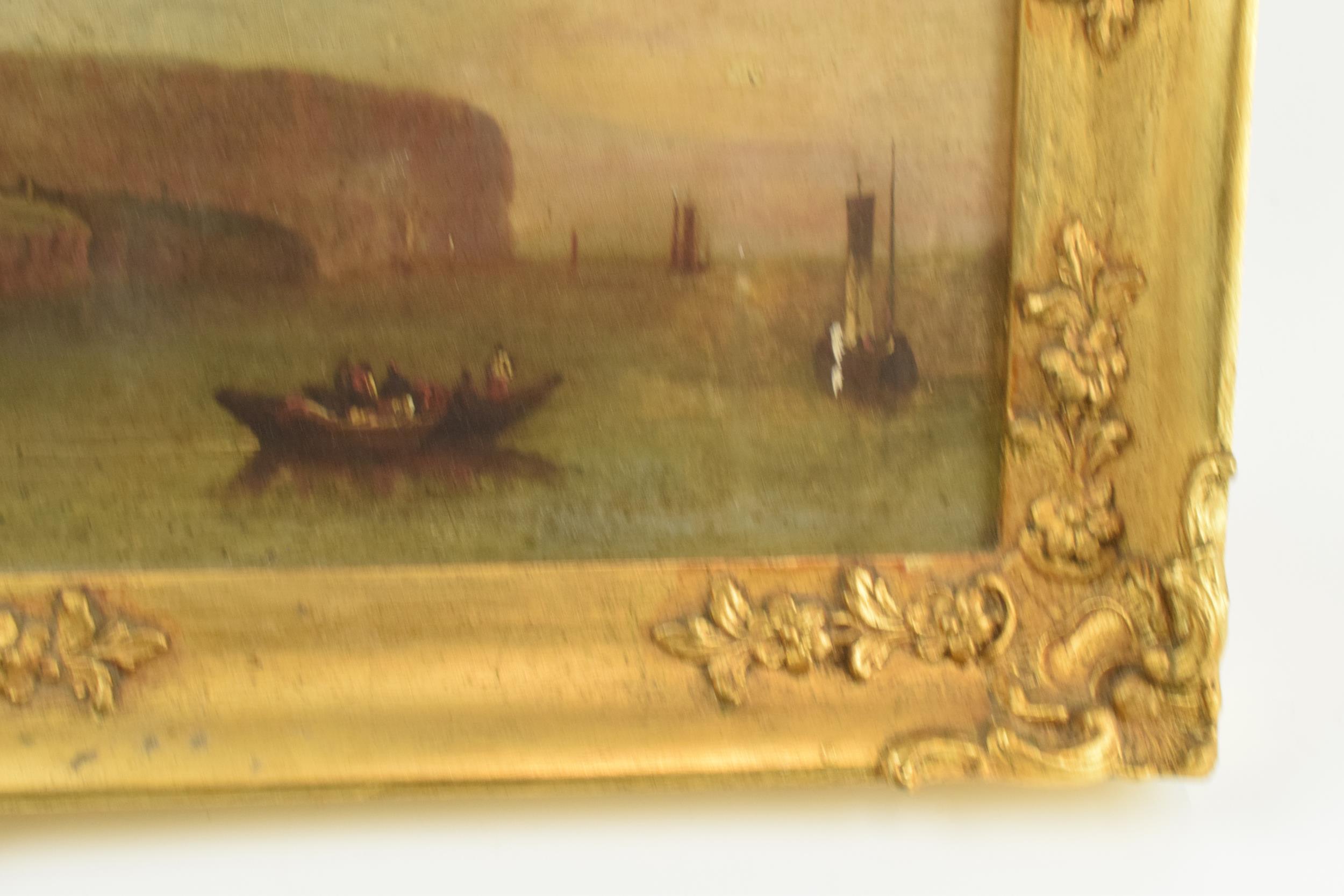 Late 18th / 19th century continental oil on canvas attached to panel of a harbour scene, in period - Image 7 of 11