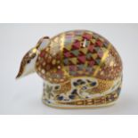 Royal Crown Derby paperweight in the form of an Armadillo, with silver stopper. In good condition
