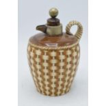 Taylor Tunnicliffe and Co realistically modelled wicker basket whisky flagon with metal mounts and