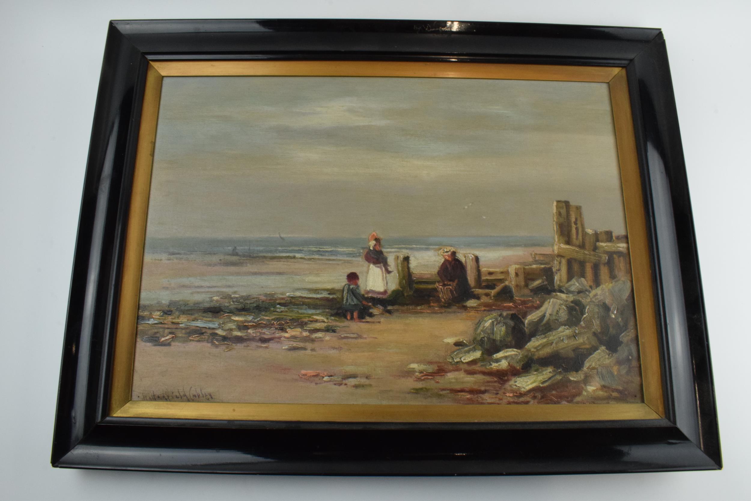 Henry Hadfield Cubley: (British 1858-1934) oil on canvas 'Grey Morning on Cambrian Coast', signed to - Image 2 of 8