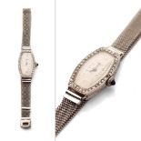 Rolex ladies cocktail wristwatch, with platinum case set with old cut diamonds, on 9ct white gold