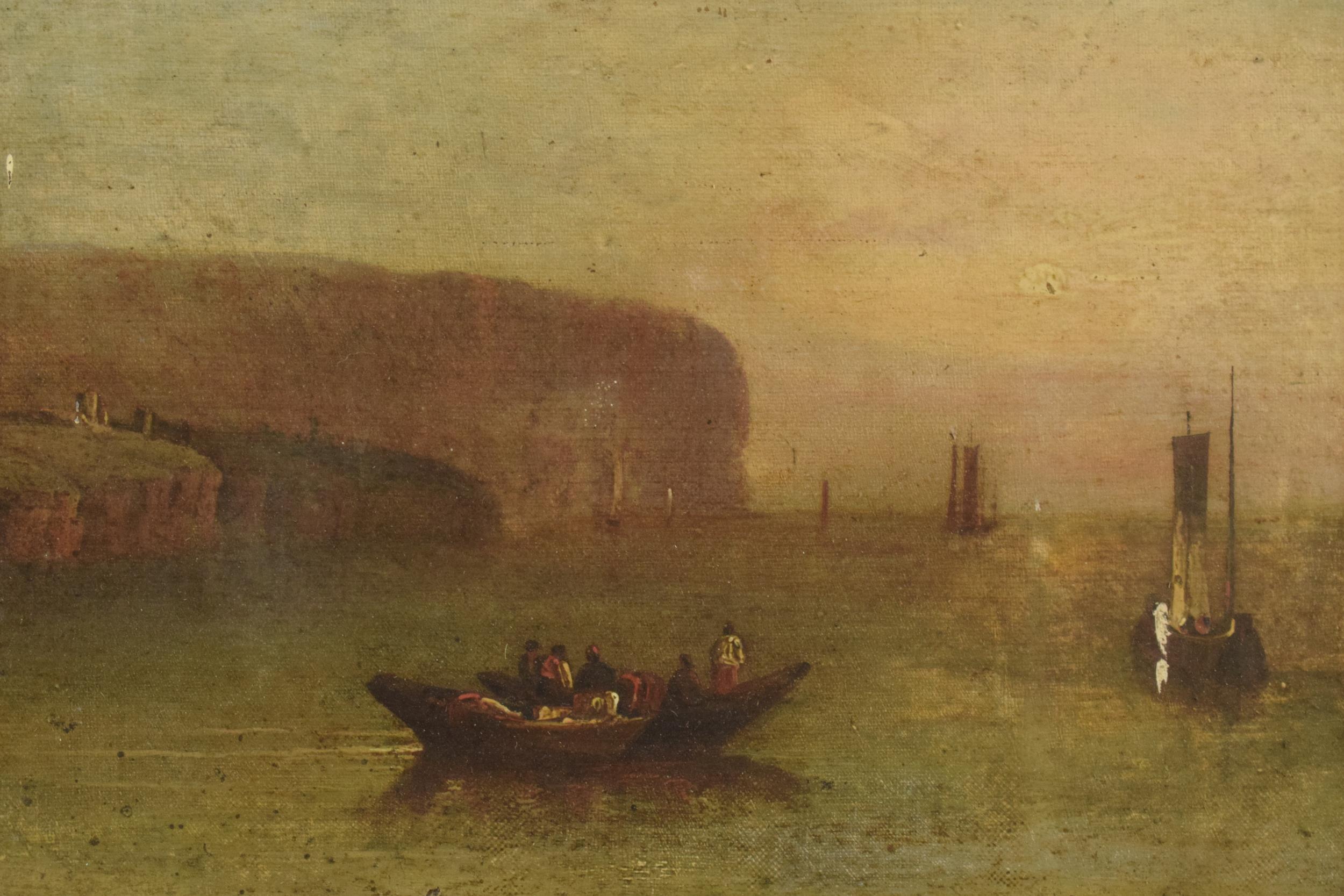 Late 18th / 19th century continental oil on canvas attached to panel of a harbour scene, in period - Image 2 of 11