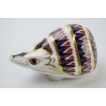 Royal Crown Derby paperweight in the form of a Hedgehog, first quality with gold stopper. In good
