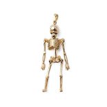 9ct gold pendant in the form of an anatomical skeleton. 2.4 grams. 4.5cm tall.