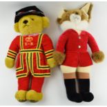 A pair of Merrythought teddy bears to include a Huntsman Fox in red jacket with a Beefeater (2). Odd