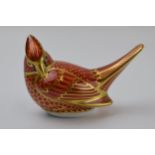 Royal Crown Derby paperweight in the form of an American Red Cardinal, first quality with gold