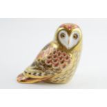 Royal Crown Derby paperweight in the form of a Short Eared Owl, first quality with gold stopper.