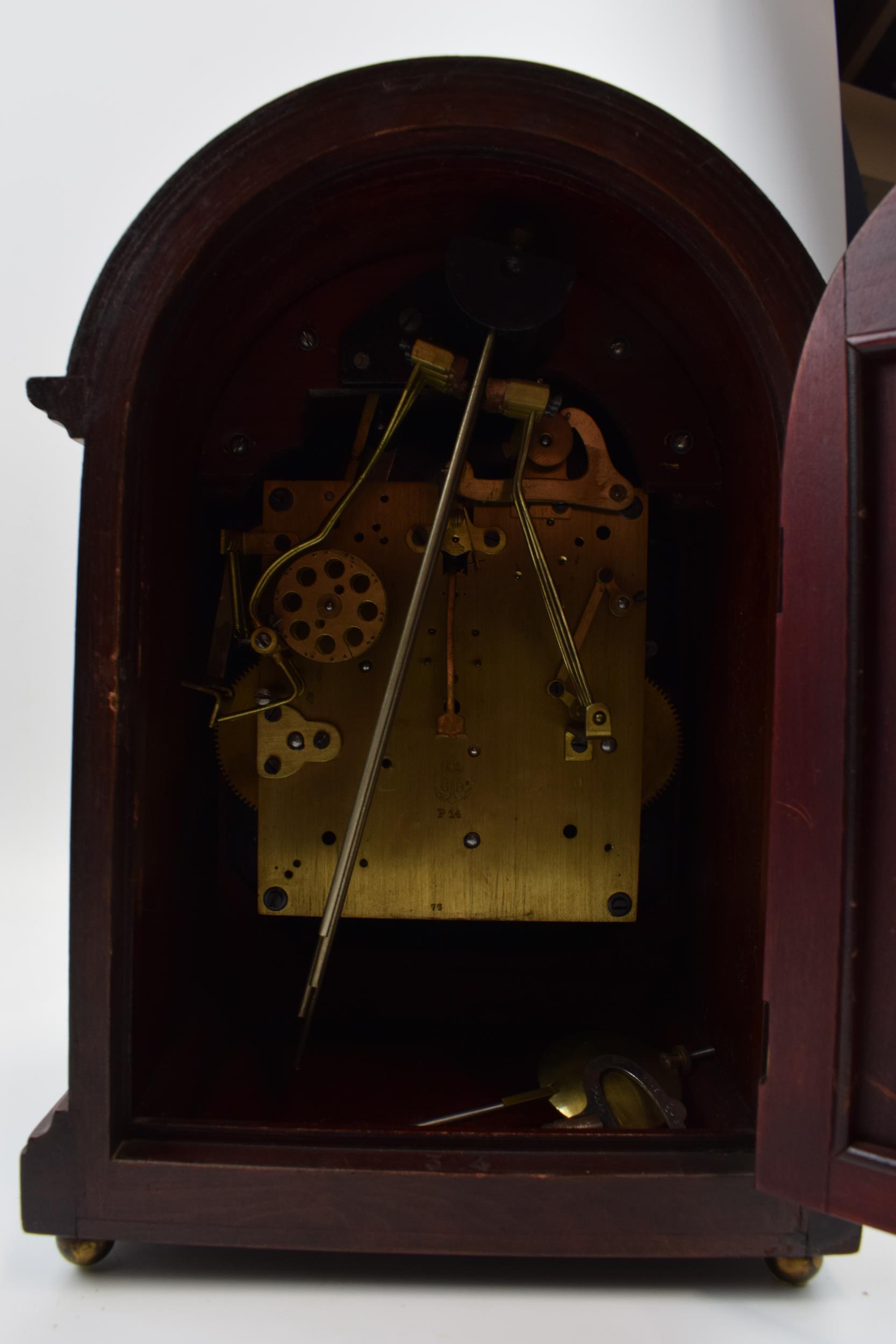 Late 19th / early 20th century mahogany cased mantle clock, by Gustav Becker, with domed top and - Image 7 of 8