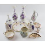 Mixed pottery to include Crown Derby Imari items (mostly damaged), Aynsley pair of Wild Violets