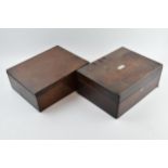 A pair of late 19th / early 20th century wooden boxes / jewellery boxes, with one Mother of Pearl