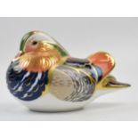 Royal Crown Derby Mandarin Duck with gold stopper. Height 8cm. In good condition.