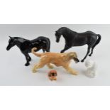 Beswick animals to include Black Beauty, Dales pony Maisie, an Afghan hound, a Doulton Pekingese and
