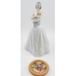 Large Nao figure 'The Light of My Life', boxed, with a hand painted fruit scene plaque by
