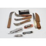 A mixed collection of pocket knives and blades (Qty).