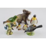 Beswick animals to include a penguin with 2 penguin chicks, a koala and three birds (7). In good