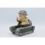Bairstow Manor Collectables comical model of Winston Churchill in a tank, 20cm tall. In good