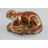 Royal Crown Derby paperweight in the form of an Otter, first quality with gold stopper. In good