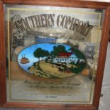 Vintage Southern Comfort pub advertising mirror, 69x71cm inc frame. Collection only.