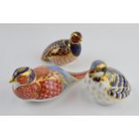 Royal Crown Derby paperweights in the form of a Red Legged Partridge, a Pheasant and a Partridge (