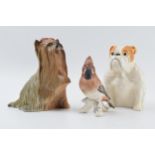 Beswick Bulldog together with a Yorkshire Terrier with raised paw (second) together with a Goebel