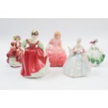 Royal Doulton small lady figures to include Top O The Hill (chipped), Fair Maiden, Rose, Diana and