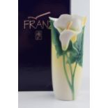 Boxed Franz Calla Lily vase, 16.5cm tall. In good condition with no obvious damage or restoration.