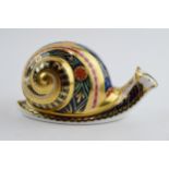 Royal Crown Derby paperweight in the form of a Garden Snail, limited edition, first quality with