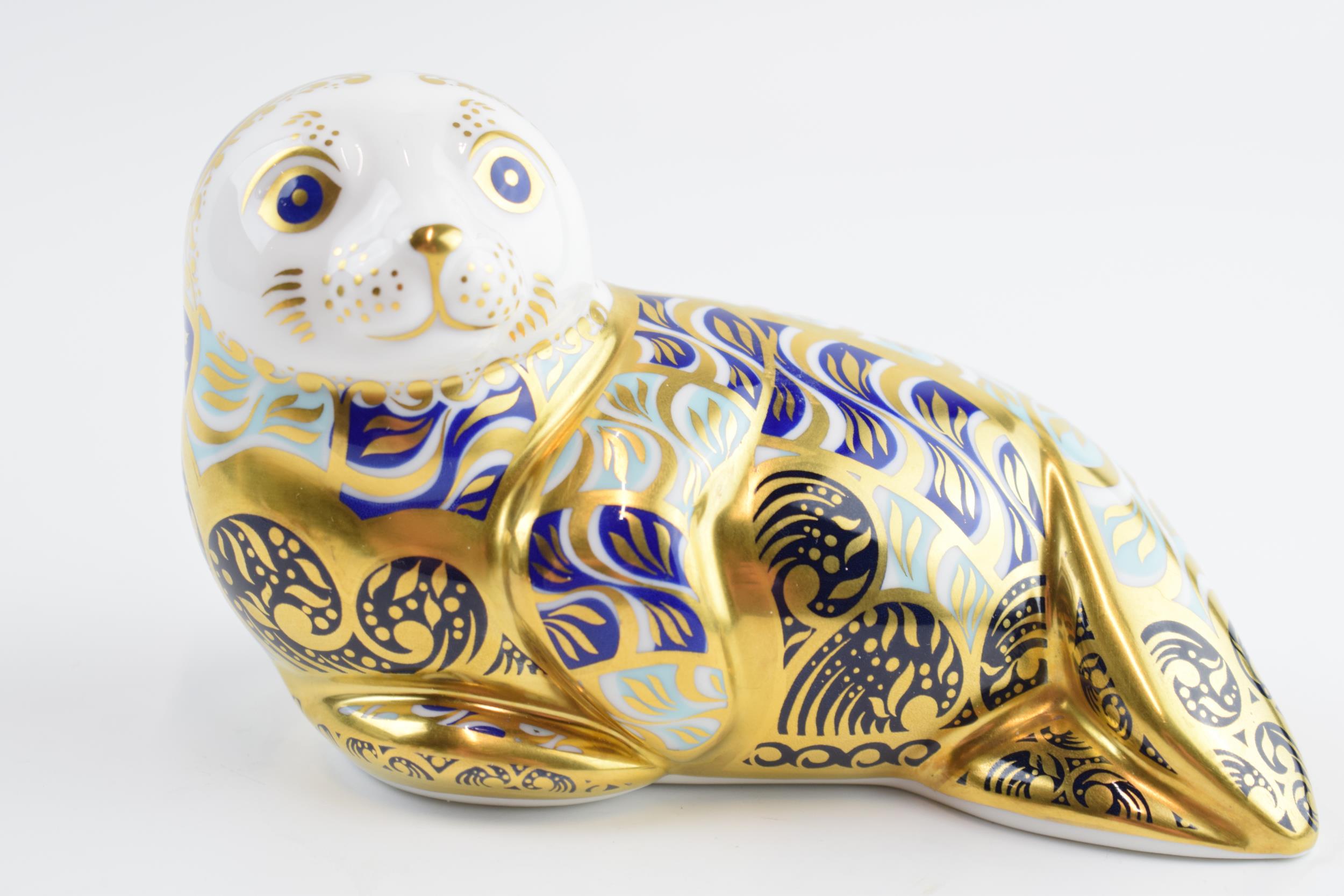 Royal Crown Derby paperweight in the form of a Harbour Seal, first quality with gold stopper. In - Image 2 of 5