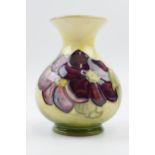 Moorcroft Clematis (or similar) bulbous vase, 13.5cm tall. In good condition with no obvious