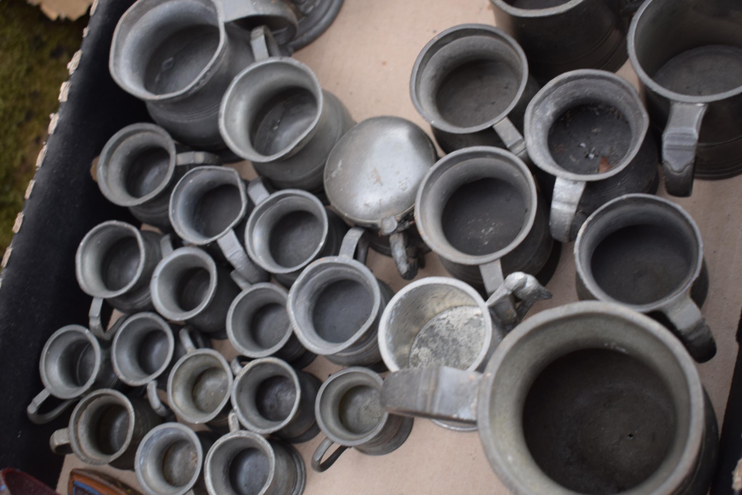 19th century and later pewter to include tankards, measures and others (Qty). - Image 3 of 4