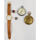 A collection of three watches to include two pocket watches and wrist watch. Smiths top winding
